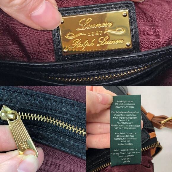 Lauren by Ralph Lauren "Asher" Hobo Black Tumbled Leather Shoulder Bag - Picture 12 of 14